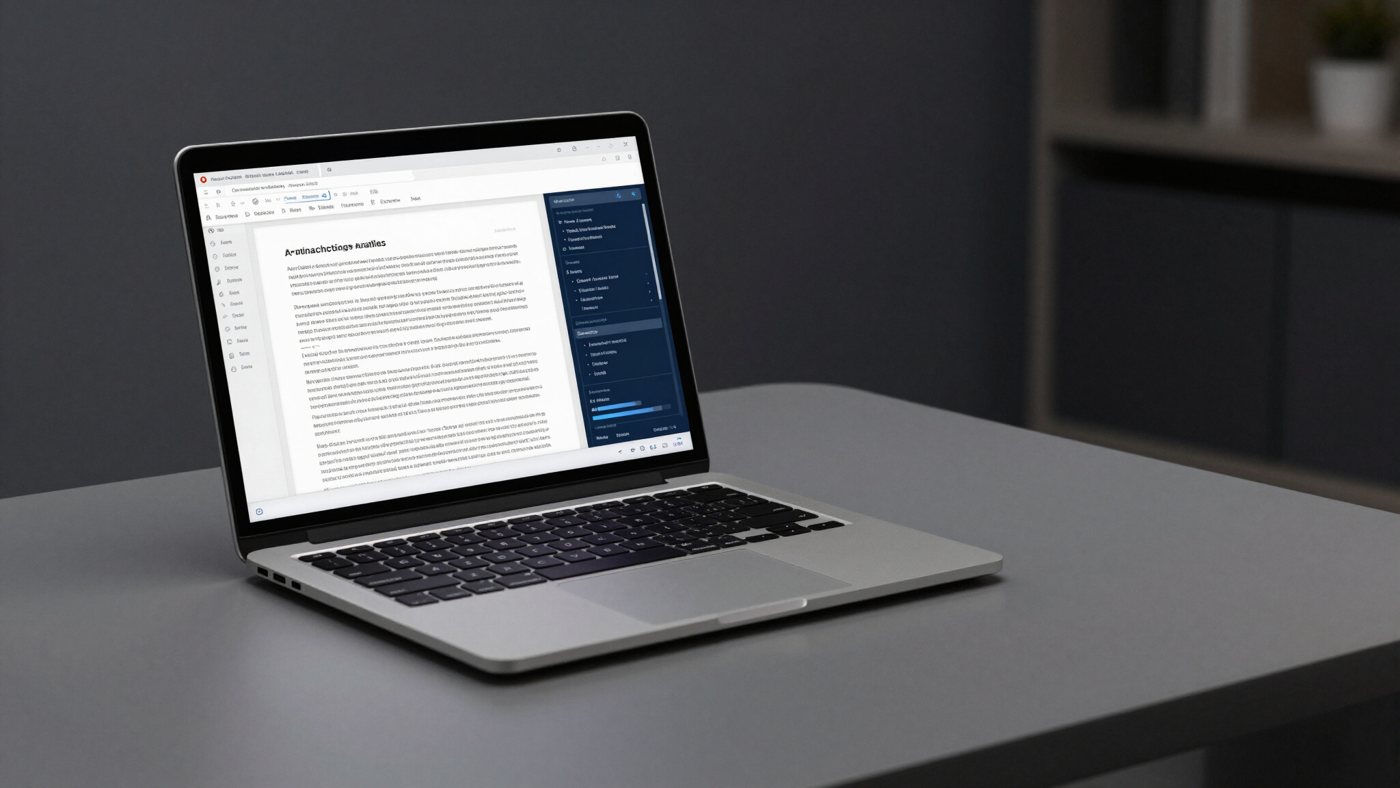 Notebook aberto diante de uma estante de livros, aula gratuita sobre IA em pesquisa científica